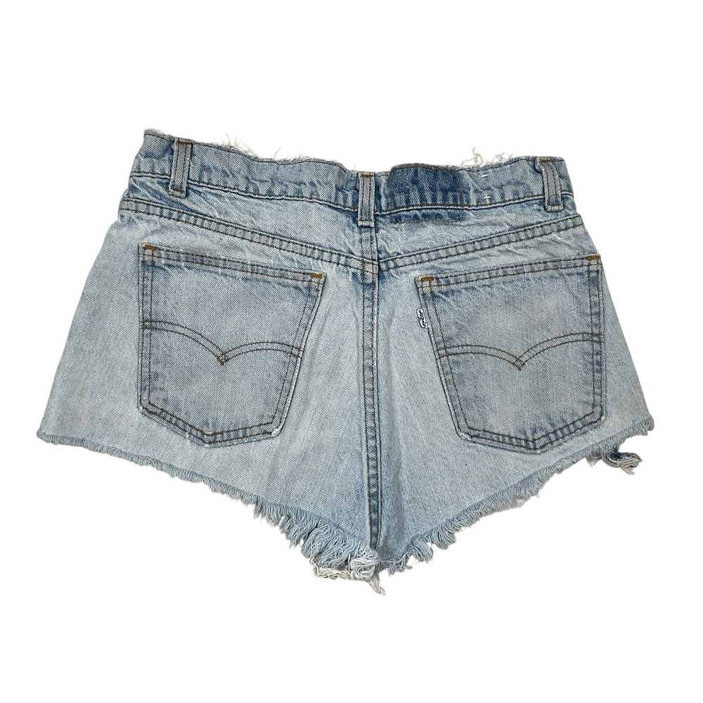 Vintage Levis 501 USA Made Denim Cut Off Shorts Medium Wash White Tab 27"
